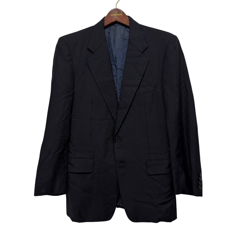 Hickey Freeman Black Wool Suit Jacket Barneys New York Two-Button Italy 42R